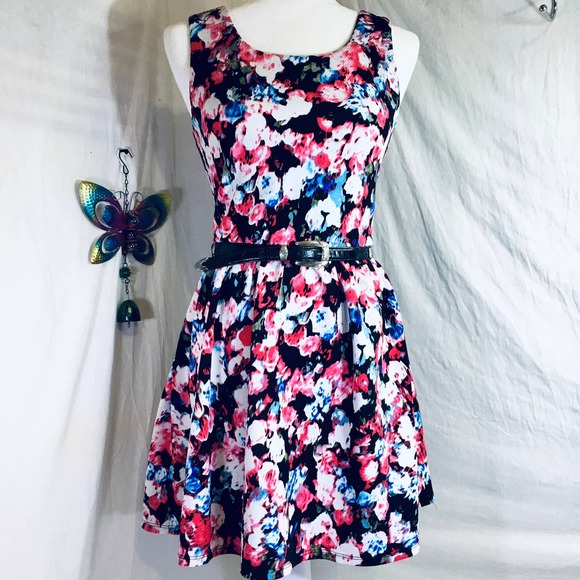 Textured Knit Floral Fit & Flare Dress ~ Lily Rose - Picture 2 of 9